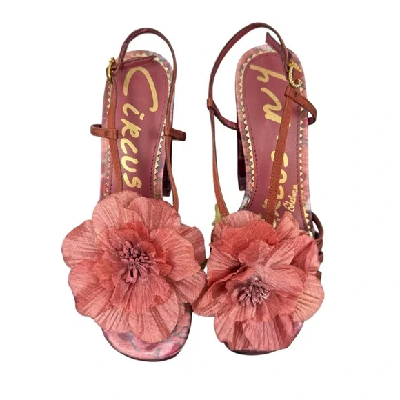 Circus NY by Sam Edelman Siena Flower Platform Sandals Merlot Red Heels 6 - Picture 2 of 16